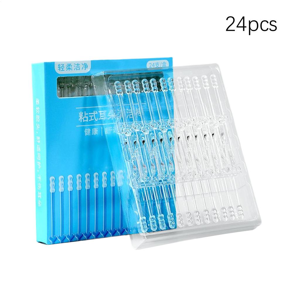 

Ear Stick 24 Pieces Self-Adhesive Tip Sticks Ear Cleaner Tool For Kids Baby Grooming Travel Care Home чистий