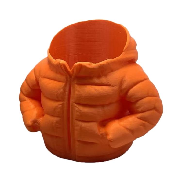 

For Home Office School Down Jacket Design 3D Printed Plastic Pen Holder Storage Decoration Organizers for Students оранжевый