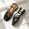 Elegant Roman Flat Sandals for Women, Summer Beach Vacation Style, Woven Thin Straps, Open Toe, Breathable And Comfortable Slippers, Women Shoes