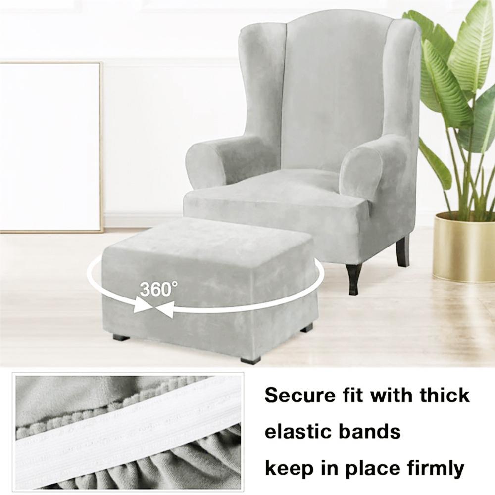 Capa de Puff de Veludo Elástica Quadrada Retangular Capa de Banco de Pés Abrangente Sólida Capa de Banquinho Sofá Apoio para os Pés para Sala de Estar