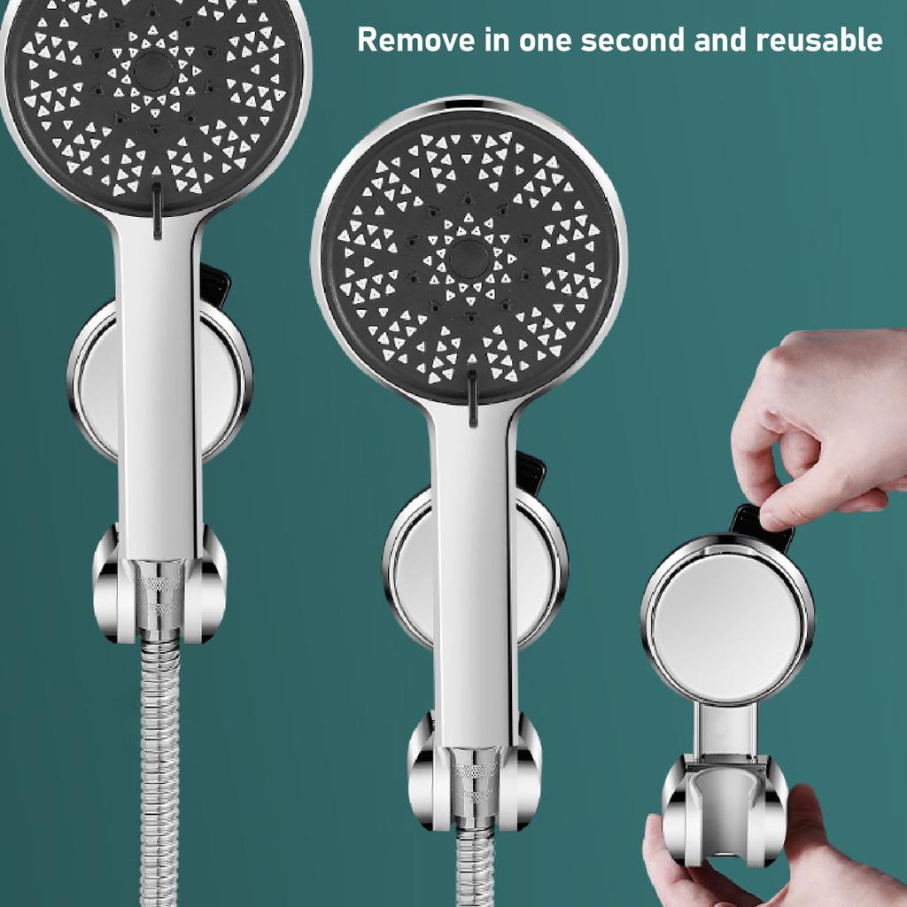 2pcs Suction Shower Head Holder Handheld Showerhead Holder Shower Wand Wall Suction Bracket for Home Black Silver
