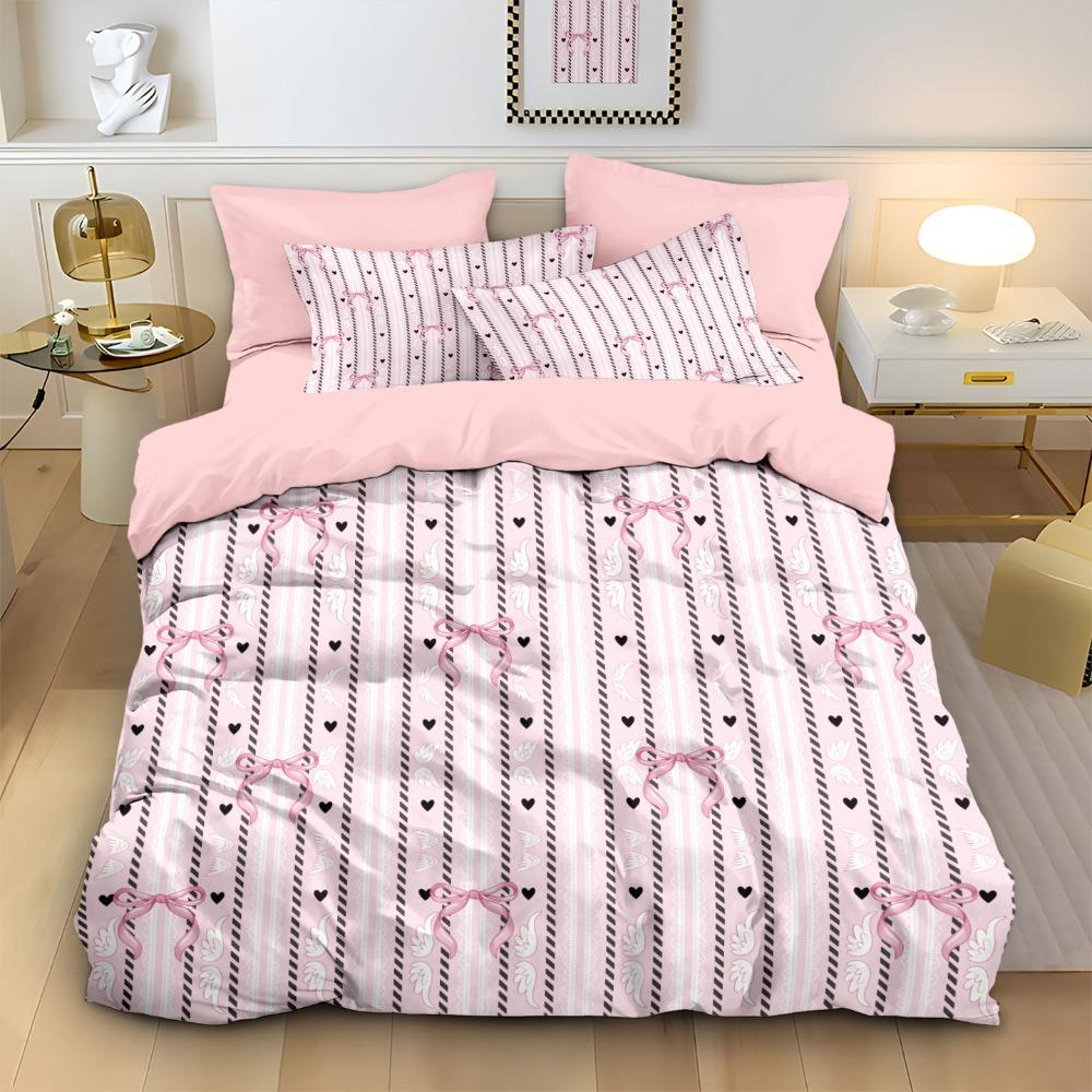 Pink angel wings Duvet Cover pillowcase Bedroom Decoration Children Gift adult Single Double bed Large SizeZip Duvet Cover