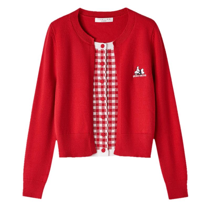 TonLion Faux Two-Piece Long-Sleeve Cardigan