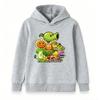 Kids Boys Girls Hooded Sweatshirt, Cartoon Plants Game Character Print Casual Pullover Hoodie, Soft Comfortable Long Sleeve Tops for Children Daily We