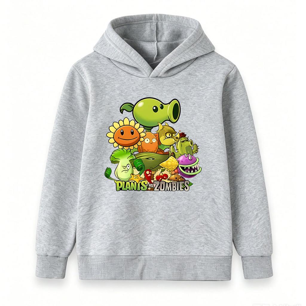 Kids Boys Girls Hooded Sweatshirt, Cartoon Plants Game Character Print Casual Pullover Hoodie, Soft Comfortable Long Sleeve Tops for Children Daily We