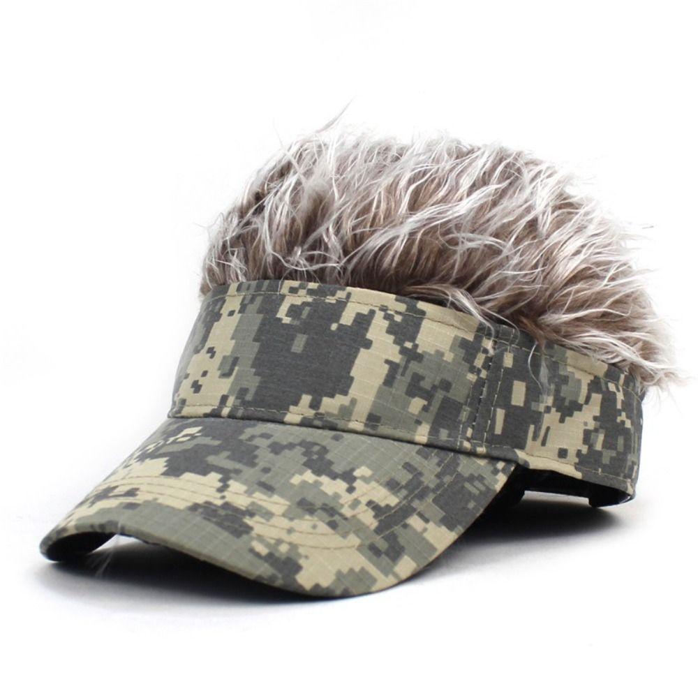 Fashion Hip-Hop Wig Hat Outdoor Sport Fake Hair Cap Casual Golf Sun Visor for Men