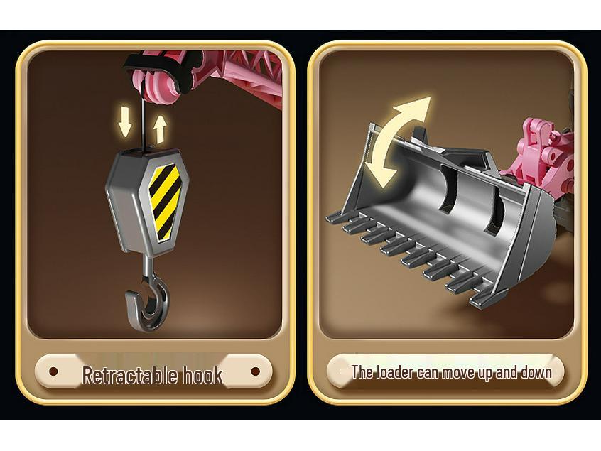 Beiges Alloy Excavator Set: Engineering Vehicle Model Toy with Bulldozer for Boys, Kids' Birthday Gift