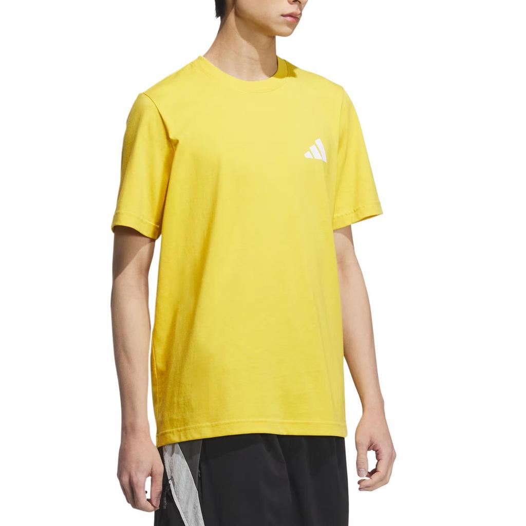 adidas T Shirts Unisex Yellow Crew Neck Moderate Straight Fit KC3061