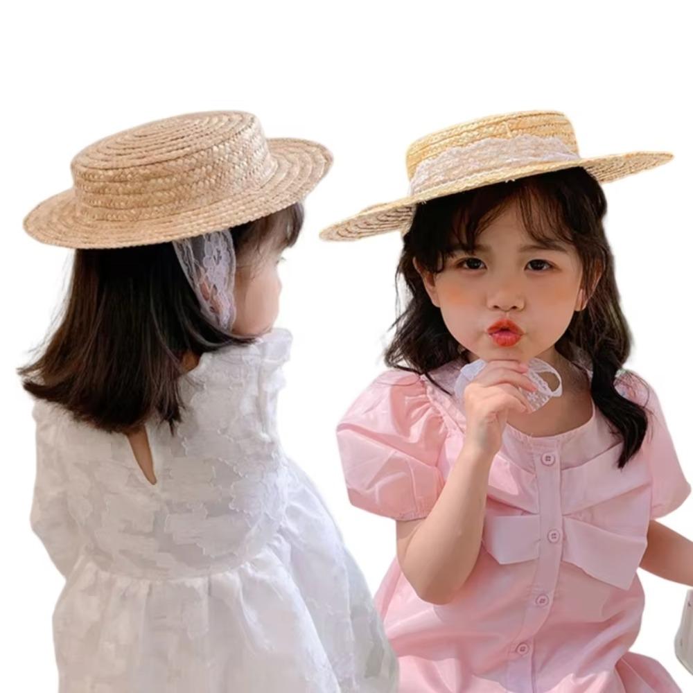 Handwoven Baby Girl Sun hat Lace Up Sunscreen Cap New Straw Hat  Outdoor