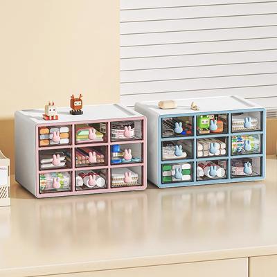 3/9 Grids Thickened Desk Drawer Organizer Cartoon Rabbit Stationery Office Desktop Storage Box Transparent Makeup Organizer