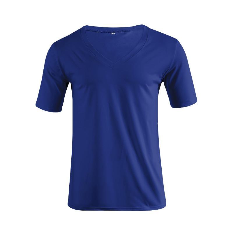 Men V Neck Solid Color Plus Size Casual Short Sleeve T Shirt