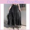 Gonna Lunga in Rete di Misto Cotone con Pieghe per l'Estate Casual da Donna