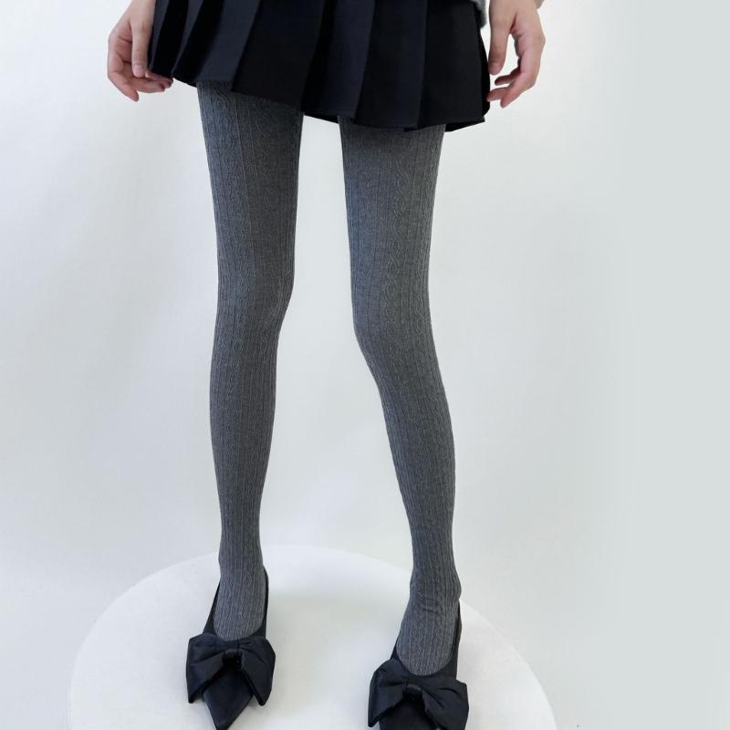 Women Japanese Twist Striped Pattern Jacquard Stockings Pantyhose Spring Fall Opaque Tights Bottoming Leggings Hosiery