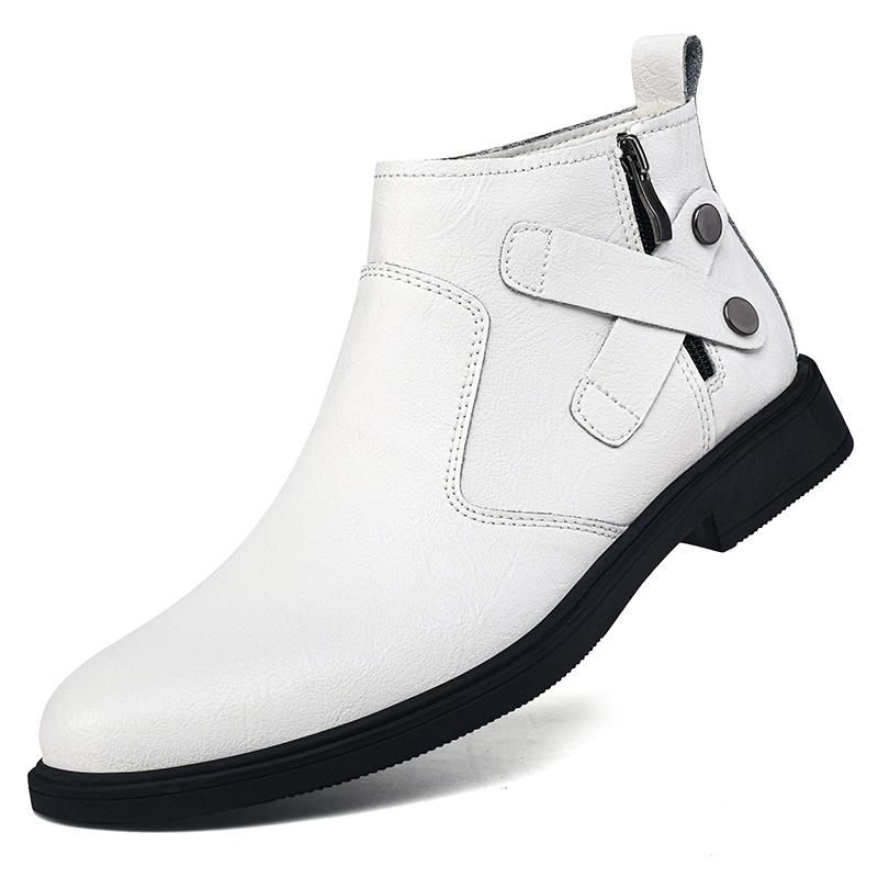 Winter Chelsea Men Business Round Toe Thick Soled Leather High-quality Short Boots Luxury High Top Casual Shoes Suit Denim Boots