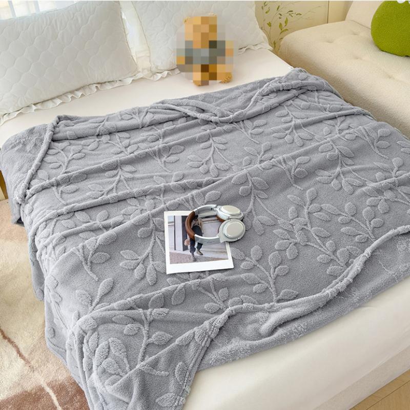 Tafurong Jacquard Fleece Multi-functional Blanket,  Solid Color Bed Blanket, Keep Warm Store Heat Lunch Break Quilt, Suitable for All Seasons