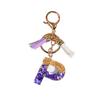 Lila Kristall Epoxid Buchstaben Schlüsselanhänger mit Quaste - Harzschmuck Anhänger Charm