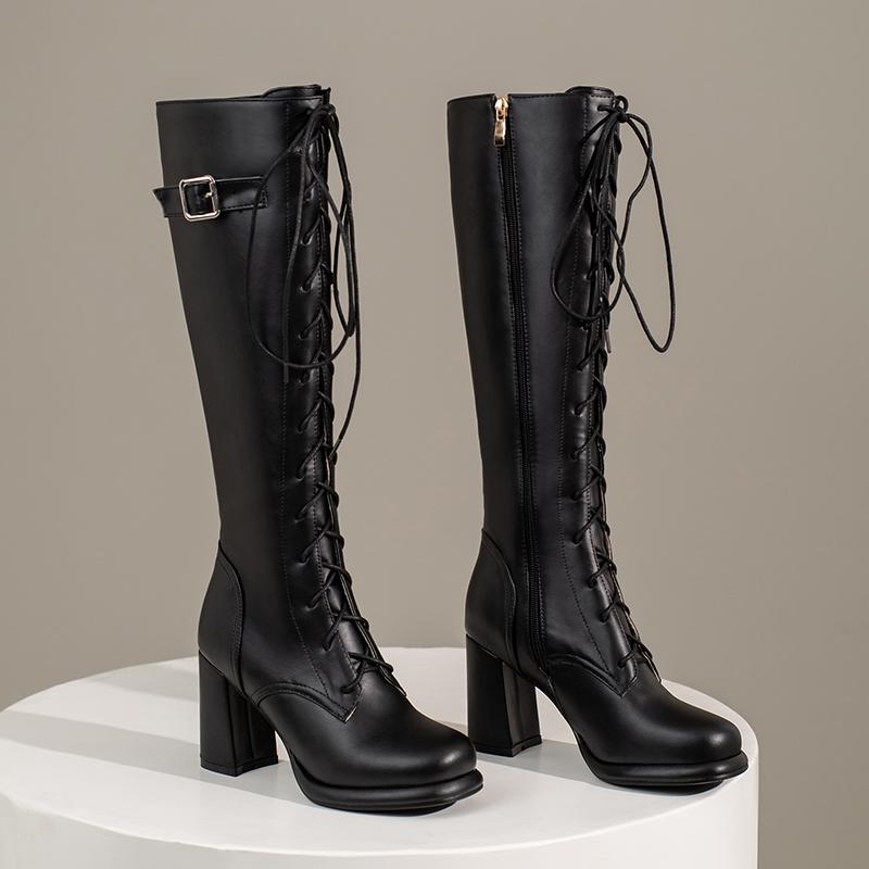 Sexy Knee High Boots For Women Patent Fetish Party Shoes Lady Heels Long Boots Pink White Black Red Winter Shoes Large Size 44 4