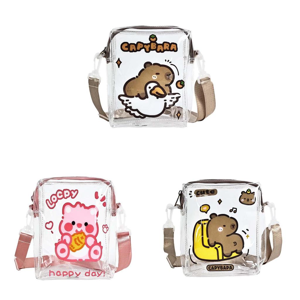Capybara Cute Pvc Small Crossbody Bag With Zipper Closure For Daily Use