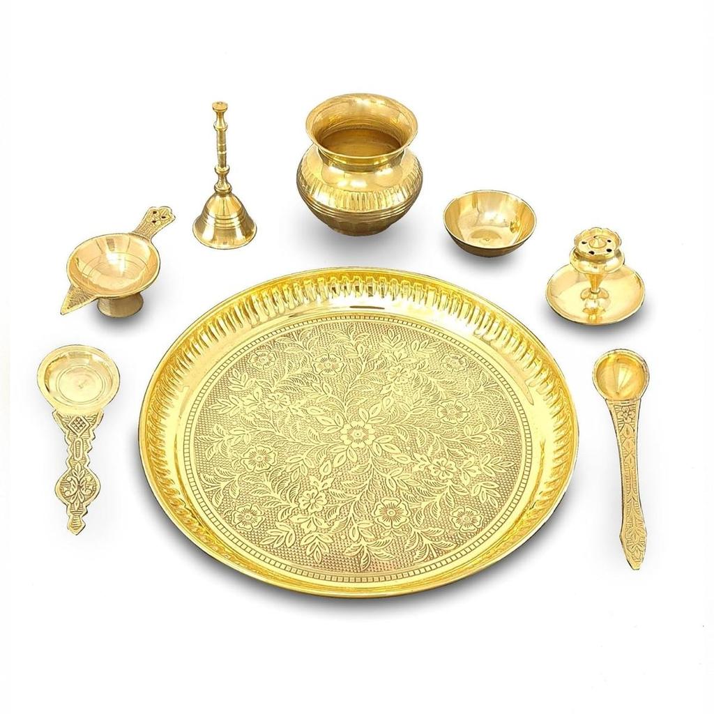 Brass Pooja Thali Set 20.32CM