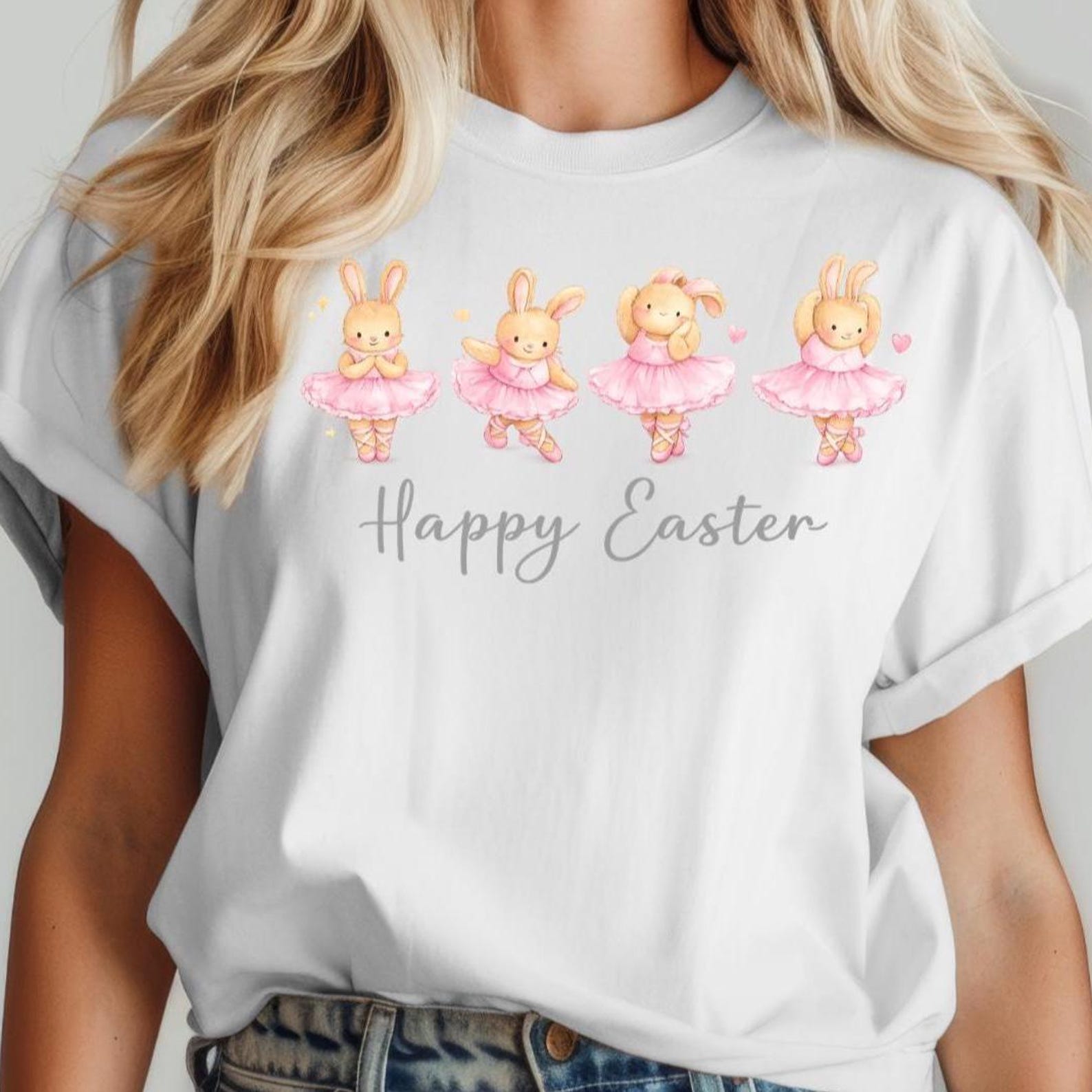 Comfort Colors Ballerina Bunny Easter Shirt, Cute Bunny Tee, Bunny Lover T-Shirt, Happy Easter Bunny 2026 Shirt, Handmade Bunny Shirt L