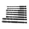 8Pcs Masonry Drill Bit Cemented Carbide 6.35mm Hex Shank Black Set Kit for Tile Concrete