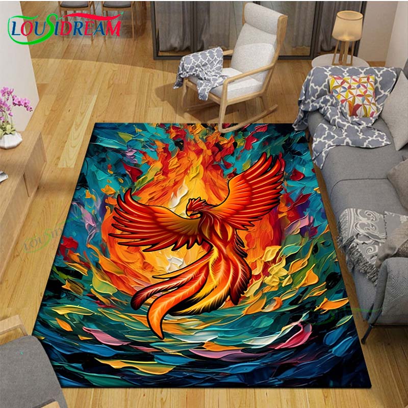 Popular Mythical Beast Phoenix Printed  Carpet Living Room Anti-Skid Area Rug Kids Bedroom Mats Yoga Mat Carpet Decor Gift