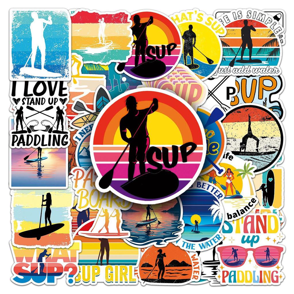 50 Standing Paddle Board Graffiti Stickers Personalized Creative Water Sports Decorative Laptop Stickers