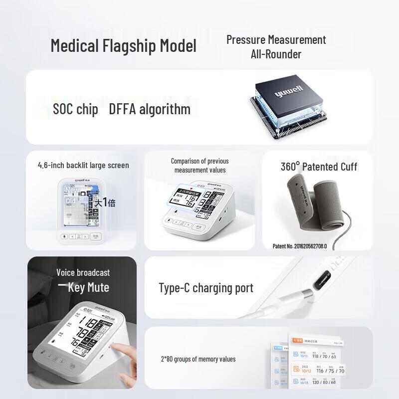 Yuwell YE690CR Rechargeable Arm Blood Pressure Monitor