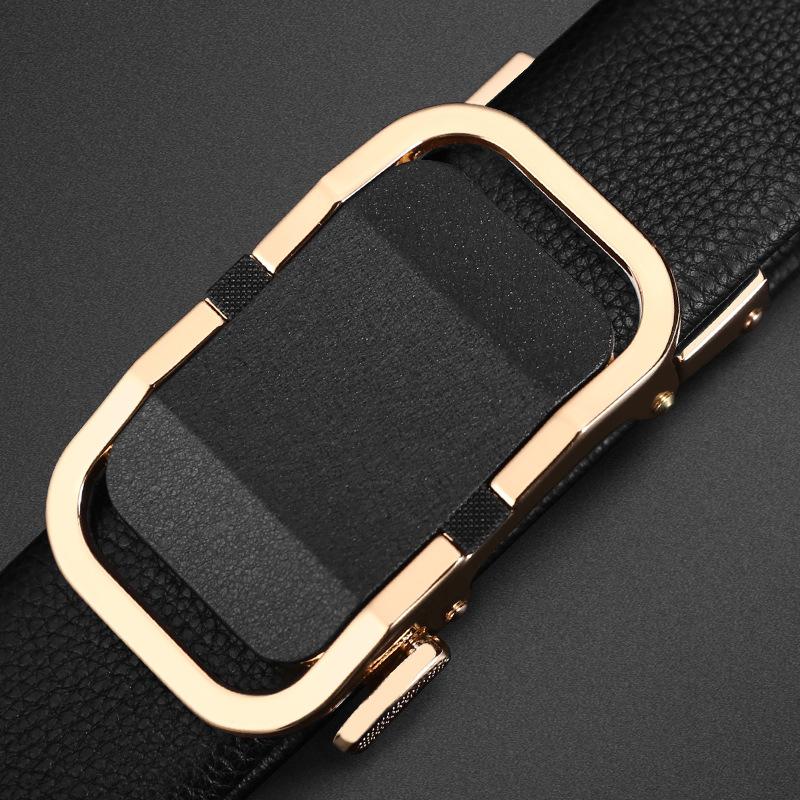 Men'S Cowhide Belt High-End Automatic Buckle Leather Belt Men'S Middle-Aged And Young Leisure Business Belt Men
