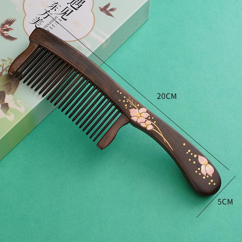 Fioletowe drzewo sandałowe Rzeźbiony drewniany grzebień Pudełko prezentowe - Wysokiej klasy prezent na ślub i Dzień Matki