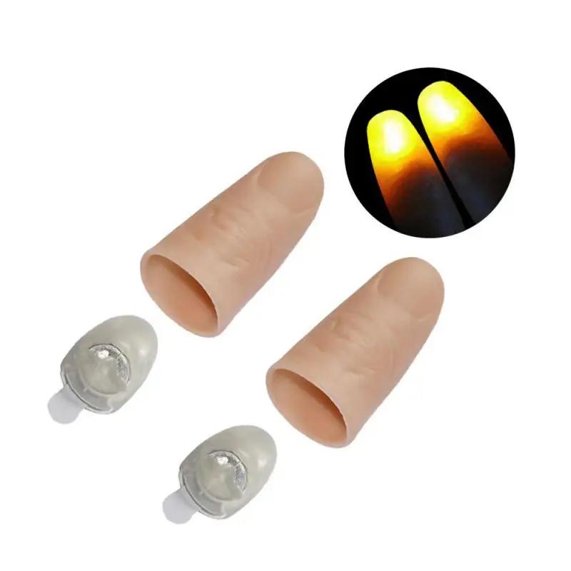 1/2/4pair Thumb Tip Finger Fake Magic Trick Funny Flashing Fingers Funny Prank Party Magician Accessories LED Glow Festival Gift