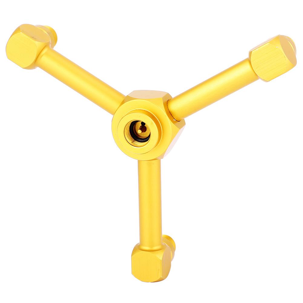3 in 1 Aluminum Alloy Gas Lantern Splitter Outdoor Camping Stove Gas Cylinder Adapter (Gold)