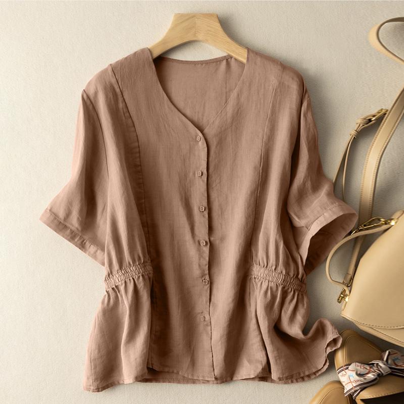 

ZANZEA Модная женская летняя свободная хлопковая футболка с v-образным вырезом