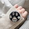 Rhinestone Cat Claw Solid Color Ring Round Telescopic Mobile Phone Airbag Bracket Paste Niche Girl Decoration