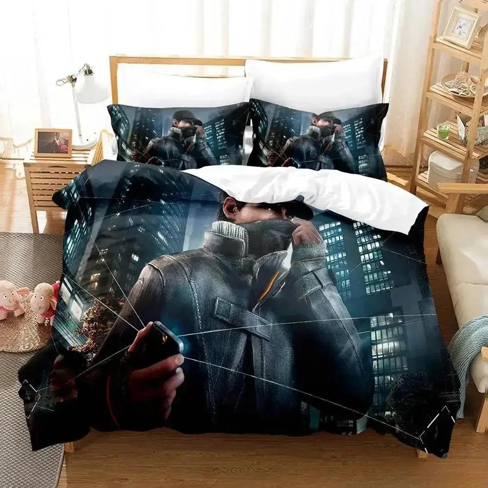 New Watch Dogs Bedding Set Cartoon Anime three-piece set Adult Kid Bedroom Duvet cover Sets 3D Game Watch Dogs home textile