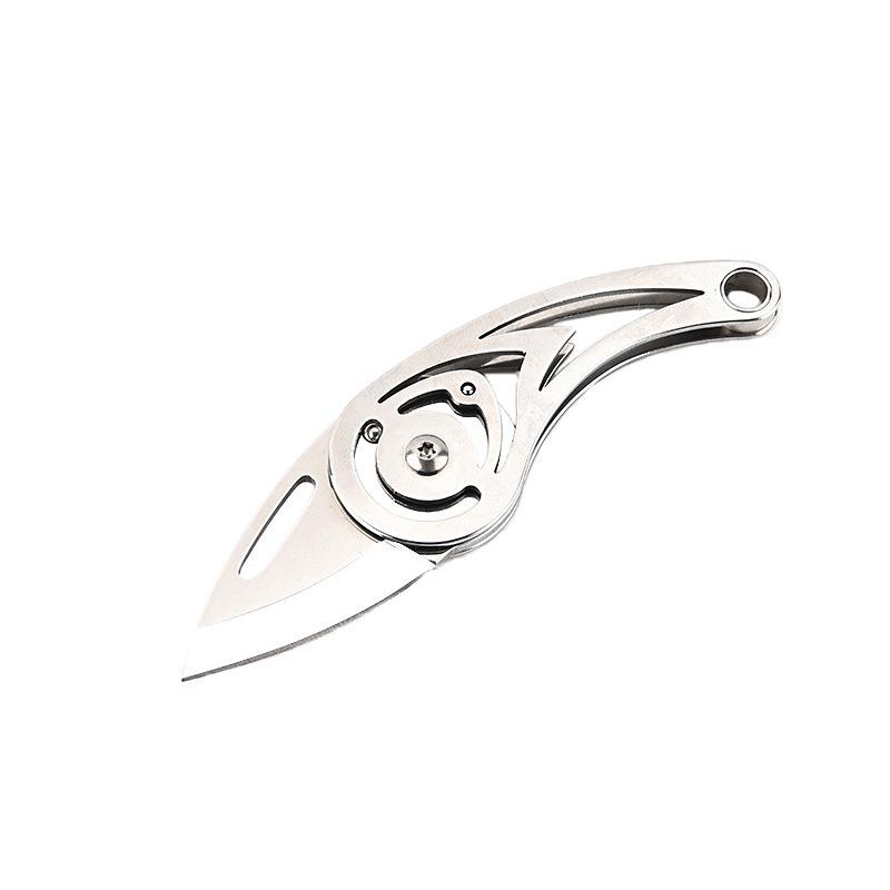 Conch Style Titanium Alloy Mini Knife with D2 Steel Blade, Stainless Steel Folding Design - Portable Keychain Box Opener