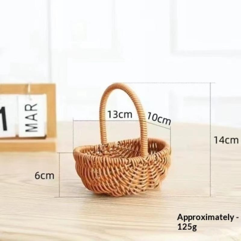 Retro Woven Mini Handheld Basket – Vintage-Style Faux Rattan Decorative Basket For Flower Arrangements, Wedding Party Decor