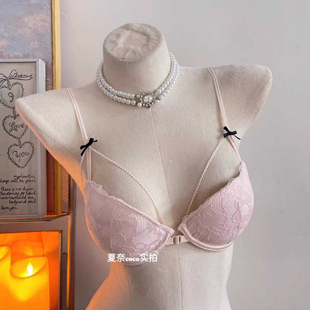 Elf fairy, front buckle beautiful back lace underwear women's small breasts gather without steel rings, thin shoulder straps, sexy pure desire bra