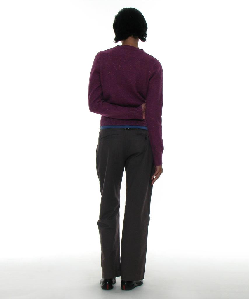 PARTIMENTO WOMEN Gradient Wide Rib Knit Crew Neck_Plum