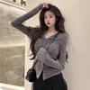 American Gentle Women's Knitted Sweater: Autumn Long-Sleeve Slimming Cardigan with Lapel Design