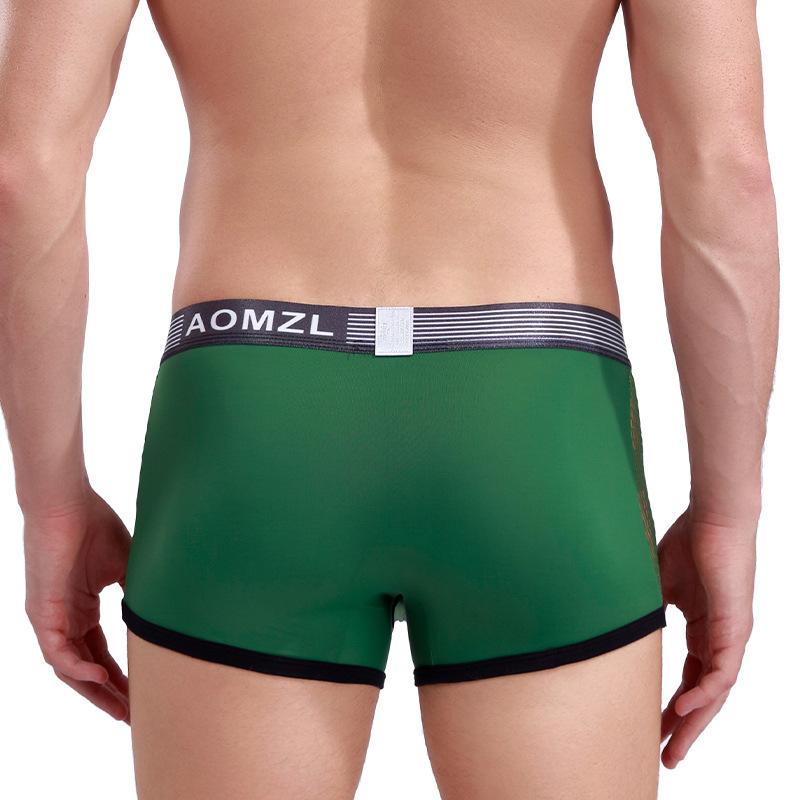 Slip boxer pentru bărbați, din mătase de gheață, tip fagure, cu ochiuri ultrarespirabile, cu talie mijlocie Slip boxer imprimați