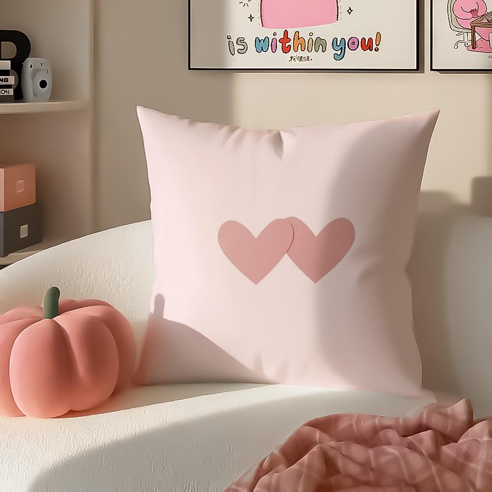 Sweet Girly Floral Art Pink Bow Cherry Pattern Cushion Cover Pillowcase Short Plush Invisible zipper Room Sofa Cushion Cover