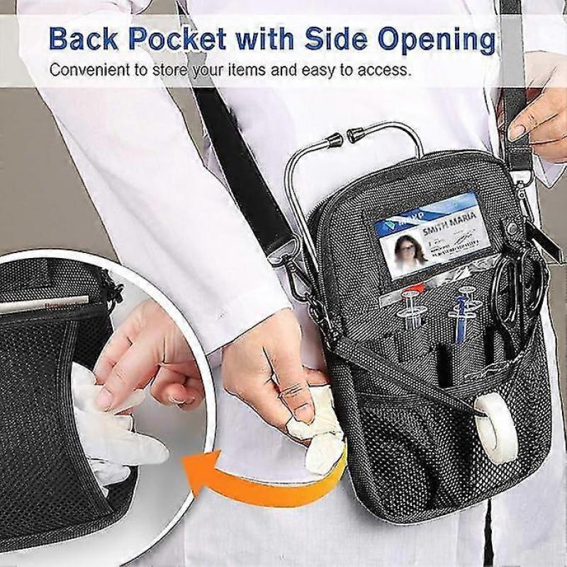 Nurse Fanny Pack, Medical Equipment Organizer Pouch, Utility Waist Bag for Stethoscopes, Dressing Scissors and Other Medical Supplies, (Black) Ternel