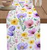 Spring Watercolor Flower Linen Table Runner Wedding Decoration Purple Pink Yellow Floral Kitchen Dining Table Runner Party Decor