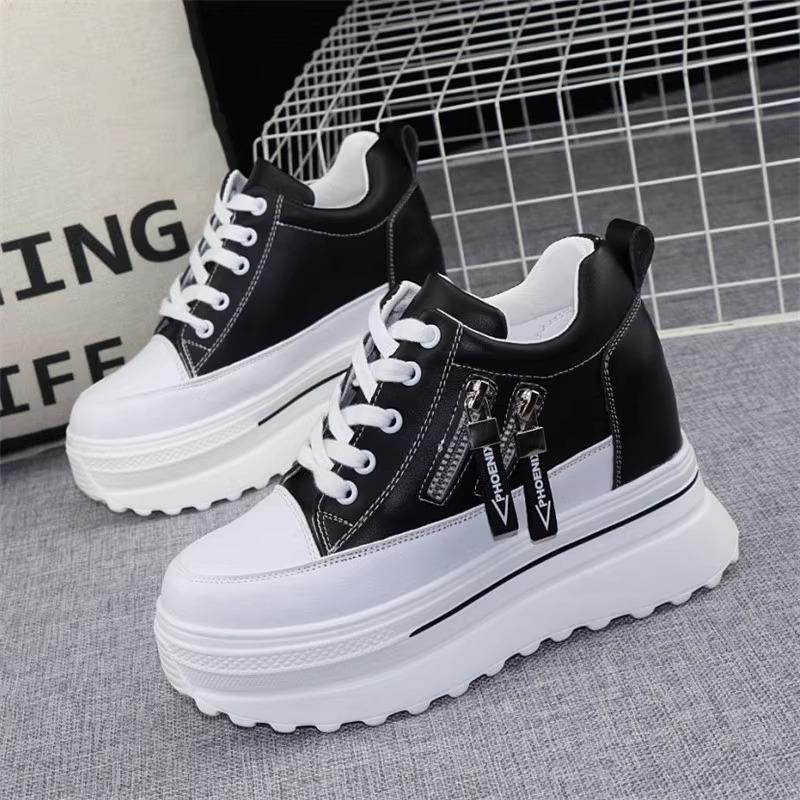 

белая обувь на толстой подошве женская с внутренней высотой небольшая повседневная обувь спортивная обувь туфли 37