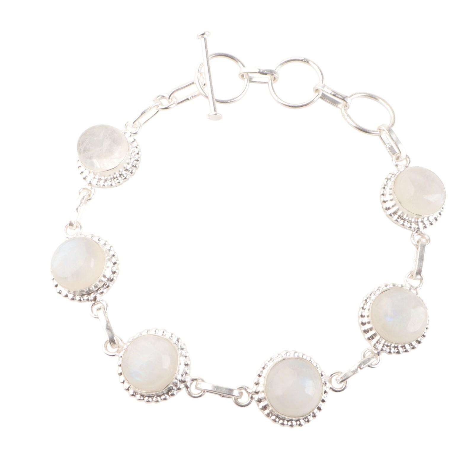 

Натуральный Радужный Лунный Камень Драгоценный Камень 925 Стерлинговое Серебро Ювелирные Изделия Женский Браслет RB-9-23