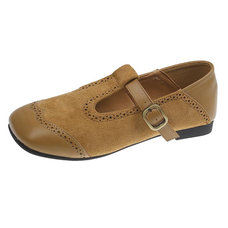 

Retro carved square head shallow mouth single shoes flat-soled small leather shoes women s niche design Mary Jane shoes autumn women 35 хаки