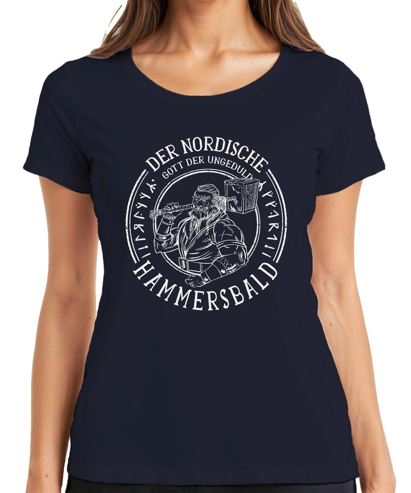 Nordischer Gott der Ungeduld Wikinger Hammer Mythologie Humor Damen T-Shirt L