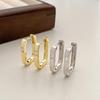 Metal Geometric U-Shaped Micro-Paved Earrings: Women's Advanced Copper Gold-Plated Hoop Jewelry Trend.