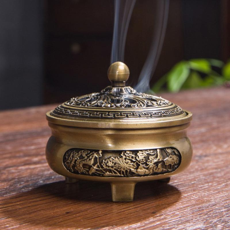 Estufa de Aromaterapia Antigua de Cobre Puro de Tres Patas para Bricolaje para Hogar Interior, Quemador de Incienso de Alambre para Incienso, Decoración para Ceremonia del Té